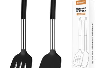 FINENUT Silicone spatula Solid&Slotted Turner Set of 2