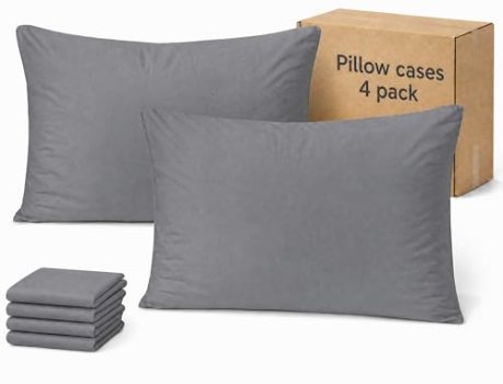 ZPECC Dark Gray Pillow Cases Standard Size Set of 4