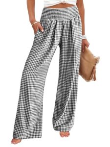 ANRABESS Womens Palazzo Pants, Striped & Gingham