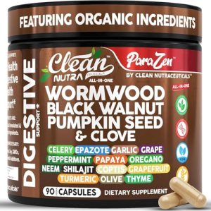 Clean Nutra Wormwood Black Walnut Pumpkin Seed Clove Oil Celery Garlic Grape Pap