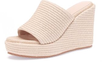 VICKI·VICKI Women’s Raffia Wedges Platform Sandals Wedge Slide Open Toe Sandals