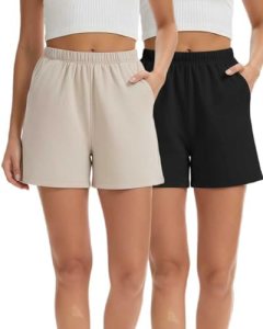 Women’s Cotton French Terry Sleep Shorts Thick Breathable Non-See-Through with P