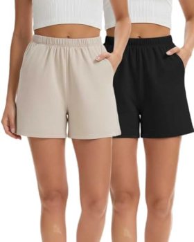 Women’s Cotton French Terry Sleep Shorts Thick Breathable Non-See-Through with P