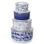 vancasso Ceramic Nesting Bowls with Lids Set of 4