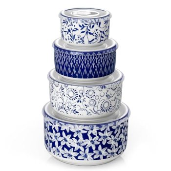 vancasso Ceramic Nesting Bowls with Lids Set of 4
