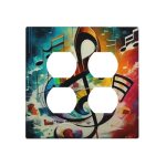 Sghxwp Decorative Light Switch Cover Plate Colorful Musical Notes 2 Gang Socket