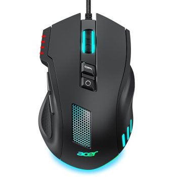 acer Wired Gaming Mouse, 12,800 DPI RGB Ergonomic Computer Mouse with Optical Se
