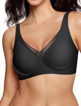 ProKloud Wireless Bra for Women No Underwire Deep V Mesh Bras Seamless Comfortab
