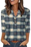OFEEFAN Womens Fall Tops 3/4 Length Sleeve Tunic Shirts for Women Loose Fit Dres