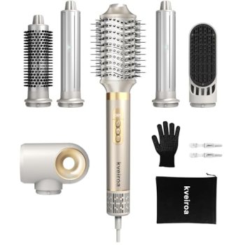 6 in 1 Hot Air Brush & Hair Dryer–High-Speed Hair Dryer Brush with Auto Wrap Cur