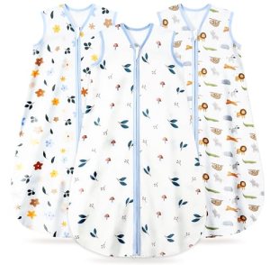 TURMEWU 3 Pack Baby Sleep Sack 0-6 Months 100% Organic Cotton