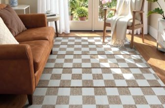 STARUIA Checkered Area Rug 5×7, Washable Geometric Plaid Rug for Living Room Non