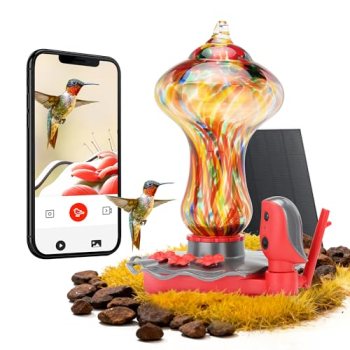 TT Nature Glass Smart Hummingbird Feeder with Camera Solar Powered 2K- AI Identi