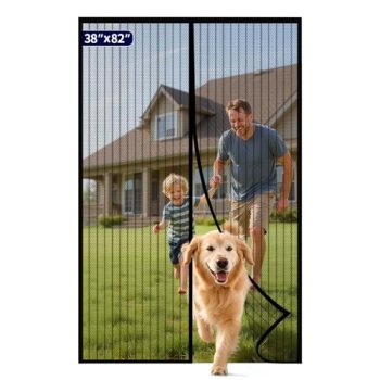Kitsure Magnetic Screen Door – 38.0 x 82.0 in Retractable Screen Door Mesh for F