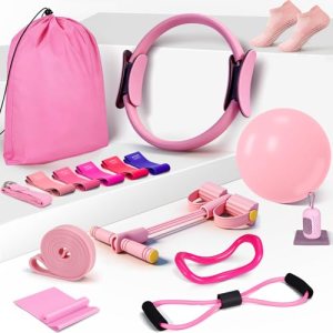 Pilates Essentials Kit for Women 15 Pcs Pilates Equipment for Home Workouts with