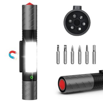 USB C Rechargeable LED Flashlight with Magnetic Base& COB Work Light