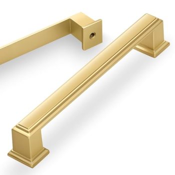 Lardmon 3 Pack 5 Inch(128mm) Hole Center Brushed Gold Modern Cabinet Pulls Kitch