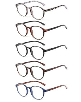 JOLISU 5 Pack Reading Glasses for Women Men