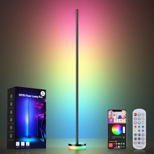 OIYN Corner Floor Lamp, RGBICW LED Corner Lamp with 1300lm Smart Modern Floor La