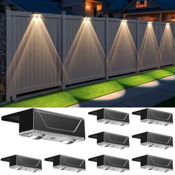 Srtyuo Solar Fence Lights Outdoor – 3 Color Modes(3000K/4000K/6000K)