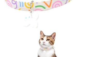 GoldTiger Graffiti Cat Collar with Breakaway and Cute Cat Charm，Adjustable Size