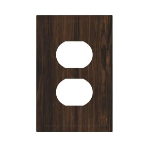 Xuejiaku Outlet Covers Dark Brown Wood Grain Rustic Country Wooden 1 Gang Duplex