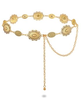 SUOSDEY Western Concho Belts for Women Cowgirl Metal Waist Chain Belt for Boho D