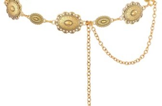 SUOSDEY Western Concho Belts for Women Cowgirl Metal Waist Chain Belt for Boho D