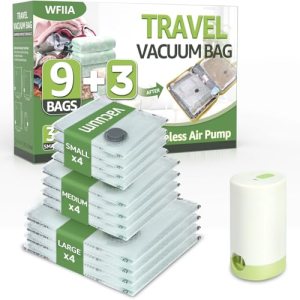 12 Packs Vacuum Bags for Travel with Rechargeable air Pump