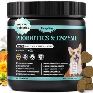 Probiotics for Dogs, Digestive Enzymes & Pumpkin Fiber for Gut Health and Bowel