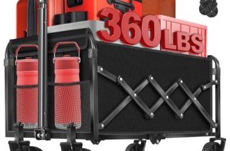 Wagons Carts Foldable, 360 Lbs with Adjustable Handle
