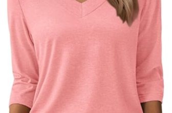 3/4 Length Sleeve Womens Tops V Neck Casual Tunic Loose Fit Basic Shirts Trendy