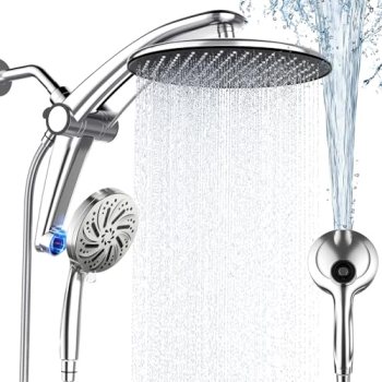 Rain Shower Head with Handheld,Dual Shower Head with Hose,Detachable 10″ High Pr