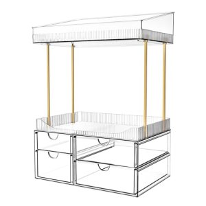 SNSLXH Makeup Organizer Bathroom Storage- 4 Tier 4 Drawer Makeup Storage