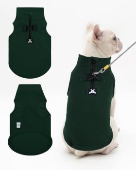 CuteBone Fleece Dog Vests Christmas Green with Turtleneck