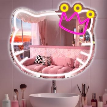 Anime Vanity Mirror with Neon Sign