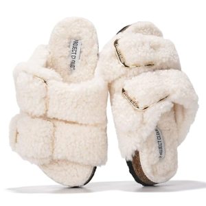 Project Cloud Fur Kids Sandals with Adjustable Buckle