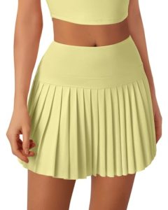 Leapstride Pleated Tennis Skirt for Women with Pockets Shorts High Waisted Athle