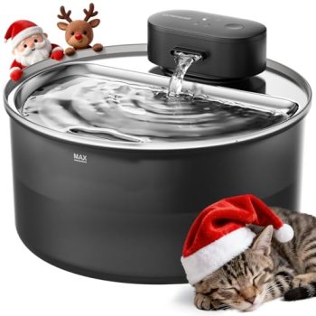 oneisall Cordless Cat Water Fountain: 108oz/3.2L Stainless Steel Cat Water Fount