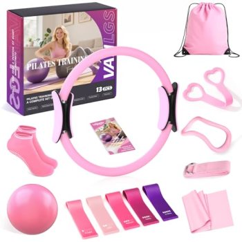 Vanlgs Pilates Kit 13Pcs Home Pilates Essentials Workout Kit with 13″ Ring