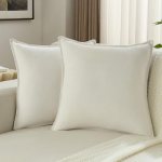 FUTEI Pack of 2 Solid Chenille Throw Pillow Covers 18×18 Inch Soft Edge Decorati