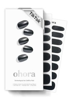 ohora Semi Cured Gel Nail Strips (N Boba Chrome) – Works with Any Nail Lamps