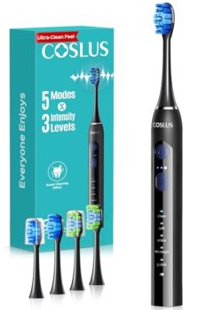 COSLUS C30 Electric Toothbrush for Adults: 3 Intensities & 5 Modes Customized fo