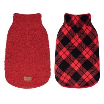 cyeollo Medium Dog Coat, Sherpa Dog Winter Coat Reversible Fleece Dogs Jackets W