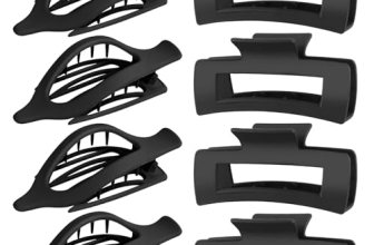GIRLOLIIAR Flat Hair Claw Clips: 8 Pack 4 Inch Neutral Black Matte French Concor