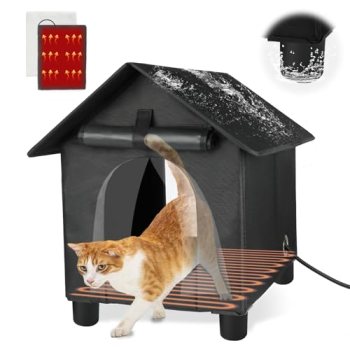 FHTONGE Large Elevated Heated Cat House for Outdoor Cats in Winter