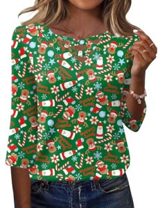 Rapbin Long Sleeve T Shirts for Women Christmas Tops for Women 2026 Womens Blous