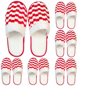 6/10/12 pairs Red grid thickening Spa Slippers for Guests