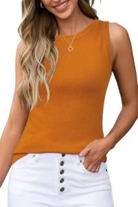 Arach&Cloz 2026 Womens Cashmere Tank Tops Summer Fall Sleeveless Vest Crew Neck