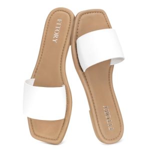 FITORY Women’s Slide Sandals Fashion Square Open Toe with Cushioned Footbed Slip